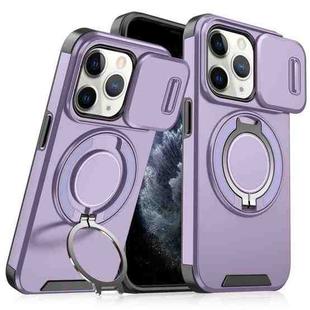 For iPhone 11 Pro Sliding Camshield Ring Holder Phone Case(Purple)