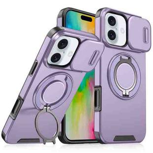 For iPhone 16 Plus Sliding Camshield Ring Holder Phone Case(Purple)