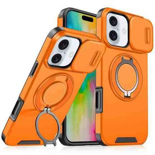 For iPhone 16 Plus Sliding Camshield Ring Holder Phone Case(Orange)