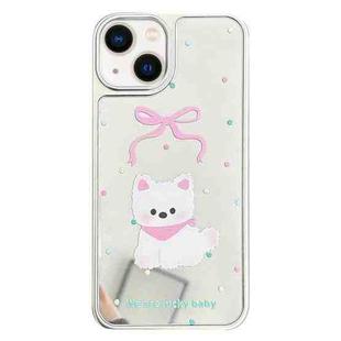 For iPhone 14 Mirror Puppy Pattern TPU + PC Phone Case(Teddy)