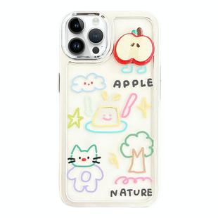 For iPhone 12 Pro Max Clear Illustration Graffiti Pattern TPU + PC Phone Case(3D Apple Graffiti)