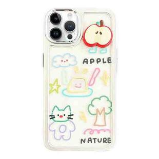 For iPhone 13 Pro Clear Illustration Graffiti Pattern TPU + PC Phone Case(3D Apple Graffiti)