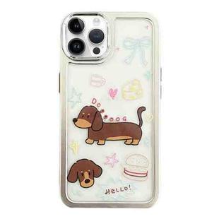 For iPhone 13 Pro Max Clear Illustration Graffiti Pattern TPU + PC Phone Case(Brown Dog)