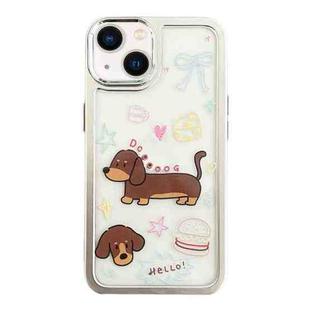 For iPhone 14 Clear Illustration Graffiti Pattern TPU + PC Phone Case(Brown Dog)