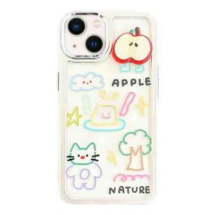 For iPhone 14 Clear Illustration Graffiti Pattern TPU + PC Phone Case(3D Apple Graffiti)
