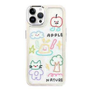 For iPhone 14 Pro Max Clear Illustration Graffiti Pattern TPU + PC Phone Case(Graffiti)