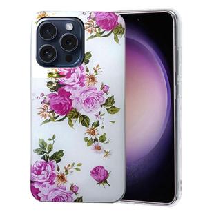 For iPhone 16 Pro Max Colored Drawing Pattern TPU Phone Case(Rose Flower)