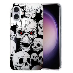 For iPhone 16 Colored Drawing Pattern TPU Phone Case(Skull)