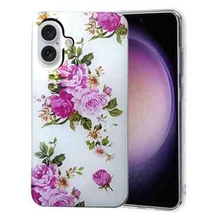For iPhone 16 Colored Drawing Pattern TPU Phone Case(Rose Flower)