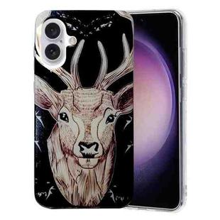 For iPhone 16 Colored Drawing Pattern TPU Phone Case(Deer)