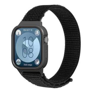 For Huawei Watch Fit3 Nylon Loop Integrated Watch Band(Black)