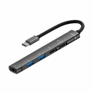 5 in 1 USB-C / Type-C Interface Multi-function HUB Adapter(Grey)
