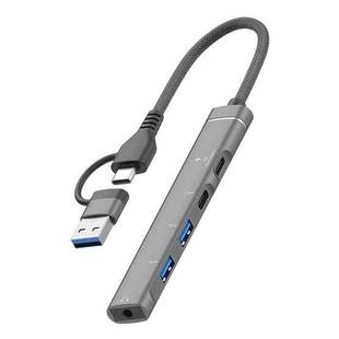 5 in 2 Multi-function HUB Adapter, Interface:USB-C / Type-C + USB-A(Grey)