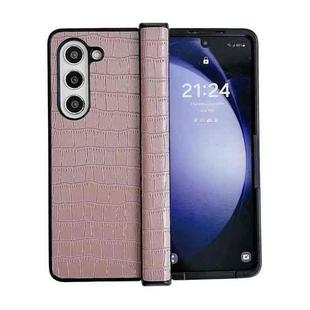 For Samsung Galaxy Z Fold6 5G Crocodile Pattern PC Foldable Phone Case with Hinge(Pink Purple)