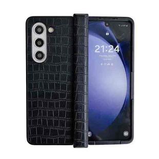 For Samsung Galaxy Z Fold6 5G Crocodile Pattern PC Foldable Phone Case with Hinge(Black)