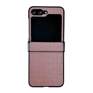 For Samsung Galaxy Z Flip5 5G Crocodile Pattern PC Foldable Phone Case with Hinge(Pink Purple)