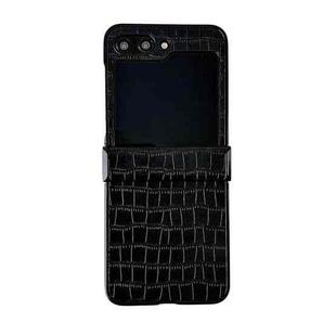 For Samsung Galaxy Z Flip5 5G Crocodile Pattern PC Foldable Phone Case with Hinge(Black)