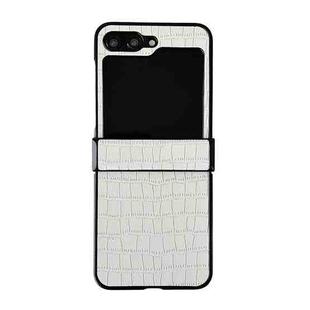 For Samsung Galaxy Z Flip5 5G Crocodile Pattern PC Foldable Phone Case with Hinge(White)