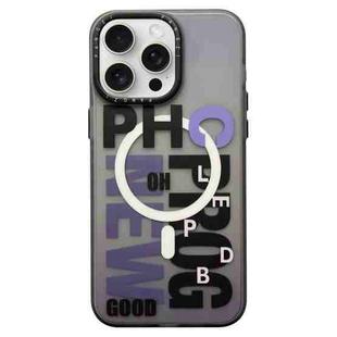 For iPhone 14 Pro Double-Layer Frosted IMD MagSafe Phone Case(Purple Gradient Letters)