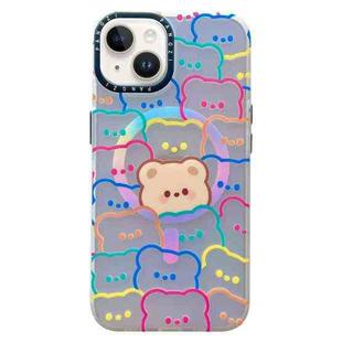 For iPhone 14 Double-Layer Frosted IMD MagSafe Phone Case(Stacking Bears)