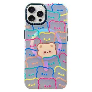 For iPhone 14 Pro Max Double-Layer Frosted IMD MagSafe Phone Case(Stacking Bears)