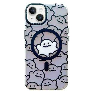 For iPhone 13 Double-Layer Frosted IMD MagSafe Phone Case(Stacking Ghosts)