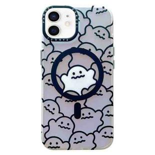 For iPhone 12 Double-Layer Frosted IMD MagSafe Phone Case(Stacking Ghosts)