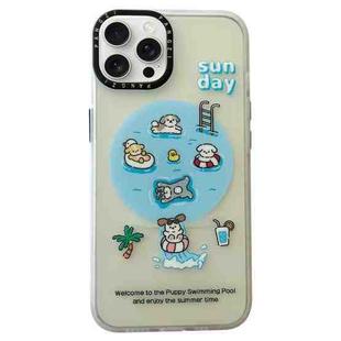 For iPhone 12 Pro Max Double-Layer Frosted IMD MagSafe Phone Case(Pool Animals)