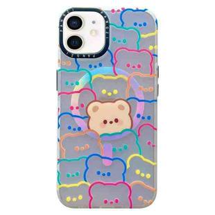 For iPhone 11 Double-Layer Frosted IMD MagSafe Phone Case(Stacking Bears)