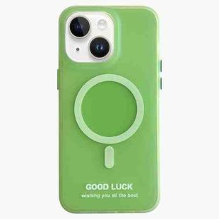 For iPhone 14 Double-Layer Frosted IMD Macaron Color MagSafe Phone Case(Green)