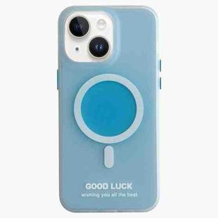 For iPhone 14 Double-Layer Frosted IMD Macaron Color MagSafe Phone Case(Blue)