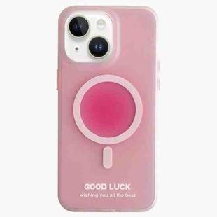 For iPhone 14 Double-Layer Frosted IMD Macaron Color MagSafe Phone Case(Pink)