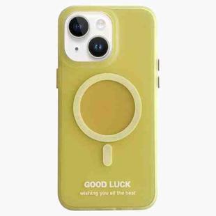 For iPhone 13 Double-Layer Frosted IMD Macaron Color MagSafe Phone Case(Yellow)
