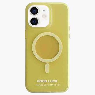 For iPhone 12 Double-Layer Frosted IMD Macaron Color MagSafe Phone Case(Yellow)