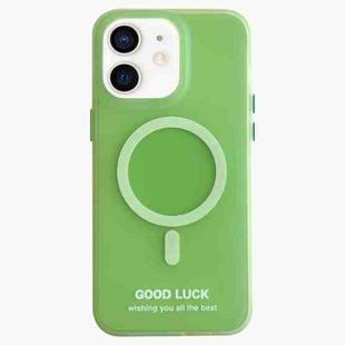 For iPhone 12 Double-Layer Frosted IMD Macaron Color MagSafe Phone Case(Green)