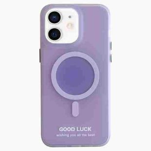 For iPhone 12 Double-Layer Frosted IMD Macaron Color MagSafe Phone Case(Purple)