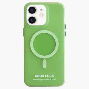 For iPhone 11 Double-Layer Frosted IMD Macaron Color MagSafe Phone Case(Green)