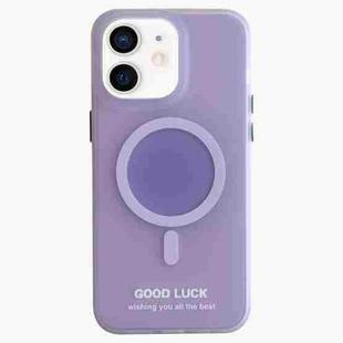 For iPhone 11 Double-Layer Frosted IMD Macaron Color MagSafe Phone Case(Purple)