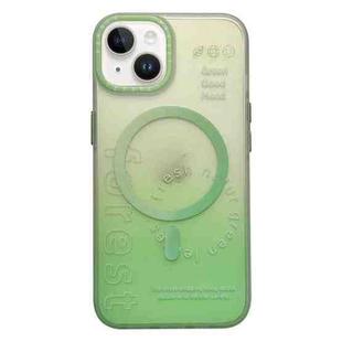 For iPhone 14 Double-Layer Frosted Gradient MagSafe Phone Case(Green)