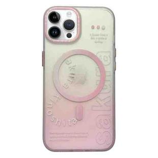 For iPhone 14 Pro Double-Layer Frosted Gradient MagSafe Phone Case(Pink)