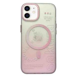 For iPhone 12 Double-Layer Frosted Gradient MagSafe Phone Case(Pink)