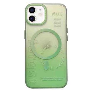 For iPhone 12 Double-Layer Frosted Gradient MagSafe Phone Case(Green)