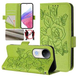For vivo S20 5G Embossed Rose RFID Anti-theft Leather Phone Case(Green)