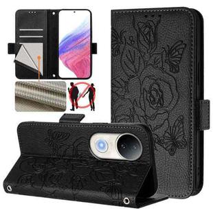 For vivo S20 5G Embossed Rose RFID Anti-theft Leather Phone Case(Black)