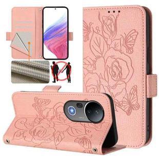 For vivo S20 Pro 5G Embossed Rose RFID Anti-theft Leather Phone Case(Pink)