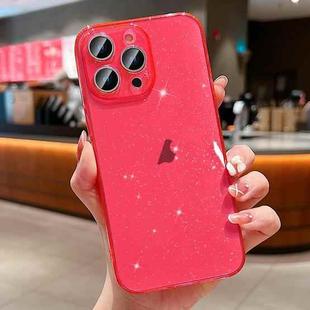 For iPhone 15 Pro Max Glitter Powder TPU Phone Case(Transparent Red)