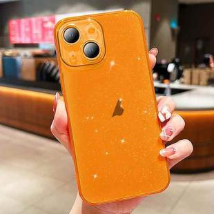 For iPhone 15 Glitter Powder TPU Phone Case(Transparent Orange)