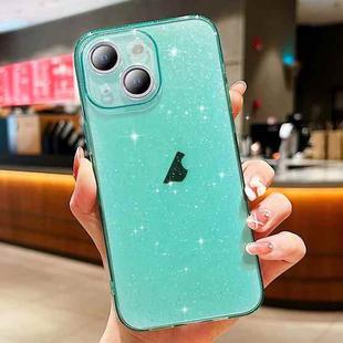 For iPhone 15 Glitter Powder TPU Phone Case(Transparent Green)