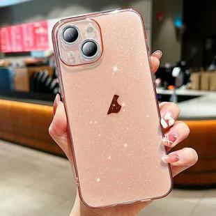 For iPhone 14 Glitter Powder TPU Phone Case(Transparent Pink)