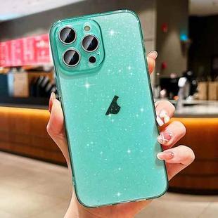 For iPhone 14 Pro Glitter Powder TPU Phone Case(Transparent Green)